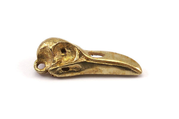 Bird Skull Charm, Raw Brass Bird Skull Necklace Pendants, (27x10x8mm) N0493