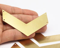 5 Raw Brass Chevrons 4 Holes (80x25x0.80mm) A0908--n0658
