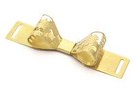 Raw Brass Bow Belt Buckle , Findings (90x20mm) D147--c099