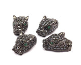 1 Gunmetal Leopard Head Beads, Cz Micro Pave Bead 17x10mm W01000 B-4
