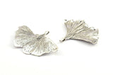 Silver Gingko Leaf, 1 Silver Tone Plated Real Gingko Leaf with 1 Loop, Pendants, Findings X025