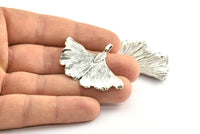Silver Gingko Leaf, 1 Silver Tone Plated Real Gingko Leaf with 1 Loop, Pendants, Findings X025