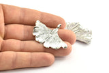 Silver Gingko Leaf, 1 Silver Tone Plated Real Gingko Leaf with 1 Loop, Pendants, Findings X025