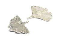 Silver Gingko Leaf, 1 Silver Tone Plated Real Gingko Leaf with 1 Loop, Pendants, Findings X026