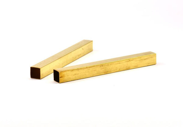 4 Huge Raw Brass Square Tubes (10x100mm) Bs 1514