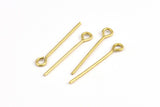 30mm Eye Pin, 25 Raw Brass Eye Pins, Findings (30x1mm) BS 2255