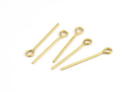 30mm Eye Pin, 25 Raw Brass Eye Pins, Findings (30x1mm) BS 2255