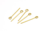 30mm Eye Pin, 25 Raw Brass Eye Pins, Findings (30x1mm) BS 2255
