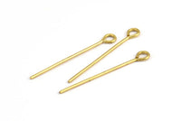 35mm Eye Pin, 25 Raw Brass Eye Pins, Findings (35x1mm) BS 2254