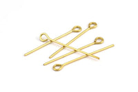 35mm Eye Pin, 25 Raw Brass Eye Pins, Findings (35x1mm) BS 2254
