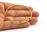 62mm Charm Bracelet, 5 Raw Brass Charm Bangle, Charm Bracelets, Adjustable (62x9x1.6mm) V058