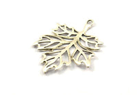 Antique Silver Sycamore Pendant, 2 Antique Silver Plated Leaf Charms (44x33mm) N0428