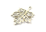 Antique Silver Sycamore Pendant, 2 Antique Silver Plated Leaf Charms (44x33mm) N0428