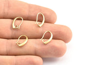 Brass Ear Hooks, 12 Raw Brass Earring Wires, Earring Hooks (14x9mm) BS 1821