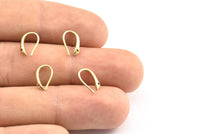 Brass Ear Hooks, 12 Raw Brass Earring Wires, Earring Hooks (10x7mm) BS 1815