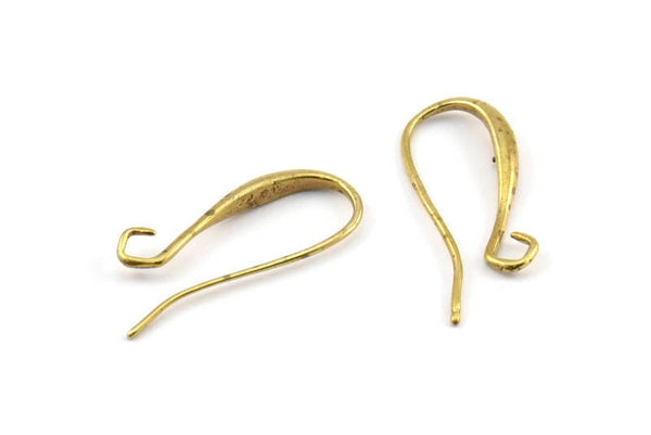 Brass Ear Hooks, 12 Raw Brass Earring Wires, Earring Hooks (21x7.5mm) BS 1824