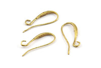 Brass Ear Hooks, 12 Raw Brass Earring Wires, Earring Hooks (21x7.5mm) BS 1824