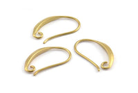 Brass Ear Hooks, 12 Raw Brass Earring Wires, Earring Hooks (20x12mm) BS 1818
