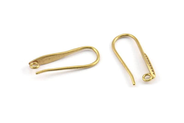 Brass Ear Hooks, 12 Raw Brass Earring Textured Wires, Earring Hooks (21x8mm) BS 1825