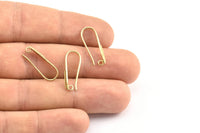 Brass Ear Hooks, 12 Raw Brass Earring Textured Wires, Earring Hooks (21x8mm) BS 1825