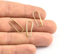 Brass Ear Hooks, 12 Raw Brass Earring Textured Wires, Earring Hooks (21x8mm) BS 1825