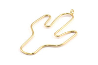 Gold Cactus Earring Wires, 2 Gold Plated Cactus Earring Findings, Jewelry Supplies, Findings, Charms (54x31x1mm) Bs 1701 Q0304