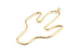 Gold Cactus Earring Wires, 2 Gold Plated Cactus Earring Findings, Jewelry Supplies, Findings, Charms (54x31x1mm) Bs 1701 Q0304