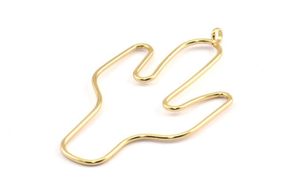 Gold Cactus Earring Wires, 2 Gold Plated Cactus Earring Findings, Jewelry Supplies, Findings, Charms (54x31x1mm) Bs 1701 Q0304
