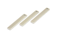Silver Tone Tiny Necklace Bar, 12 Nickel Free Plated Rectangle Stamping Blanks with 1 Hole, Earring Finding (30x5x0.80mm) U029 H0280