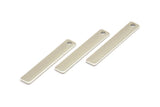 Silver Tone Tiny Necklace Bar, 12 Nickel Free Plated Rectangle Stamping Blanks with 1 Hole, Earring Finding (30x5x0.80mm) U029 H0280
