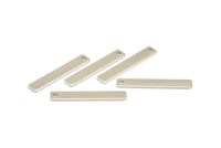 Silver Tone Tiny Necklace Bar, 12 Nickel Free Plated Rectangle Stamping Blanks with 1 Hole, Earring Finding (30x5x0.80mm) U029 H0280