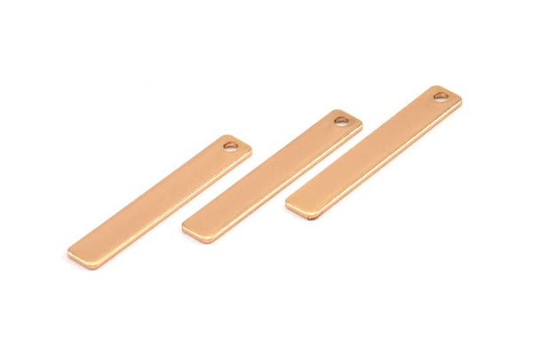 Tiny Necklace Bar, 5 Rose Gold Plated Rectangle Stamping Blanks with 1 Hole, Earring Finding (30x5x0.80mm) U029 Q0309