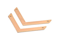 Tiny Chevron Pendant, 2 Rose Gold Plated Chevron Pendants With 2 Holes (50x5x0.80mm) N0630 Q0305