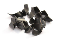 Curved Rectangle Charm, 6 Oxidized Brass Black Wavy Rectangle Charms With 1 Hole (29x10mm) Bs 1332 S258