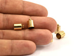 Gold  Barrel End With Loop - 10 Gold Plated Barrel End With Loop (7x11m) Leather Cord Ends Bs-1648 Q0214