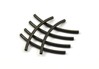 Black Solid Brass Noodle Tube, 24 Black Oxidized Brass Curved Tubes (2x35mm) Bs 1404 S168