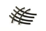 Black Solid Brass Noodle Tube, 24 Black Oxidized Brass Curved Tubes (2x35mm) Bs 1404 S168