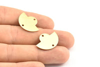 Semi Circle Pendant, 12 Raw Brass Semi Circle Blanks With 2 Holes, Geometric Pendant (24x17.5x0.8mm) U098