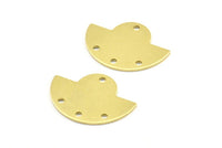 Semi Circle Pendant, 12 Raw Brass Semi Circle Blanks With 4 Holes, Geometric Pendant (24x17.5x0.8mm) U099