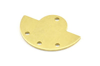 Semi Circle Pendant, 12 Raw Brass Semi Circle Blanks With 4 Holes, Geometric Pendant (24x17.5x0.8mm) U099