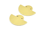 Semi Circle Pendant, 12 Raw Brass Semi Circle Blanks With 2 Holes, Geometric Pendant (24x17.5x0.8mm) U103