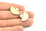 Semi Circle Pendant, 12 Raw Brass Semi Circle Blanks With 2 Holes, Geometric Pendant (24x17.5x0.8mm) U103