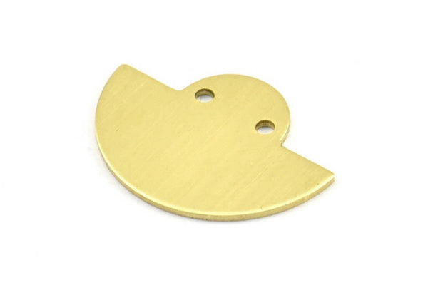 Semi Circle Pendant, 12 Raw Brass Semi Circle Blanks With 2 Holes, Geometric Pendant (24x17.5x0.8mm) U103