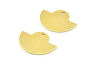 Semi Circle Pendant, 12 Raw Brass Semi Circle Blanks With 1 Hole, Geometric Pendant (24x17.5x0.8mm) U104