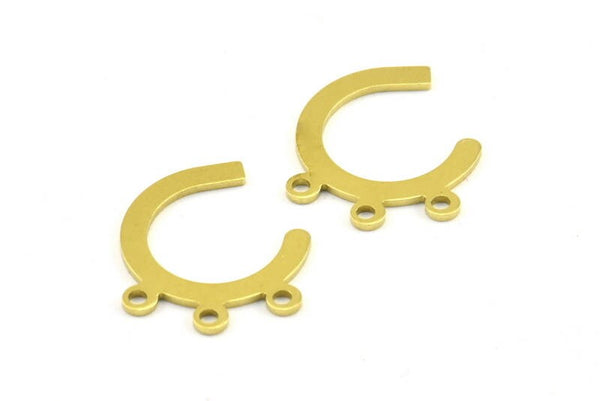 Pirinç Küpe Bağlantı Parçası, 3 Döngülü 24 Ham Pirinç Bağlantı Parçası, Tılsımlar, Kolye Uçları, Bulgular (21x0,9 mm) Y112