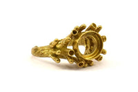 The King Ring Settings - 1 Raw Brass Ring Setting with Pad Size 12x10mm U044