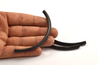 Black Curved Tubes, 2 Oxidized Brass Black Square Oval Tubes (95x5x5mm) Sq20 BRC275 S114