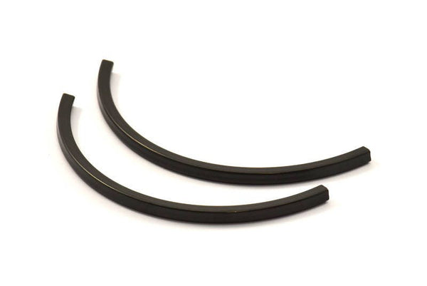 Square Noodle Tubes, 3 Oxidized Brass Black Square Curved Tube Beads (4x4x95mm) Bs 1529 S116