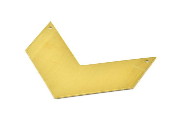 Geometric Chevron Blank, 3 Raw Brass Chevron Blanks With 2 Holes (60x20x0.8mm) N0695
