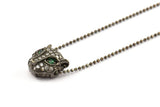 Black Leopard Pendant, 1 Gunmetal Leopard Head Beads, CZ Micro Pave Bead 11mm  L02   B-3